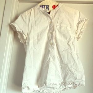 J Crew white popover shirt